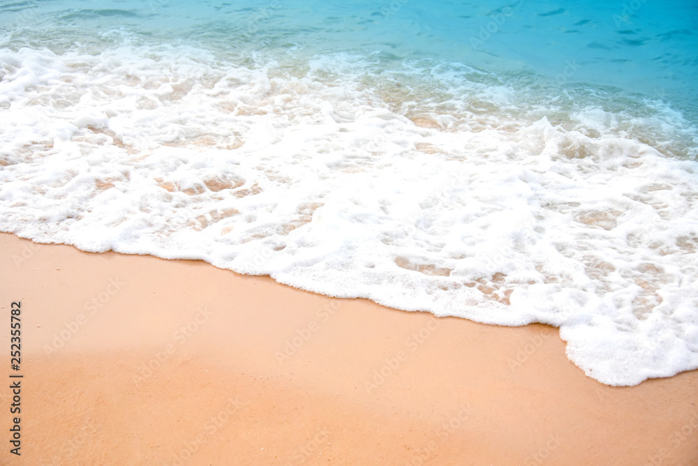 Obraz premium Wave & Sand beach background , holiday or relax in summer concept.