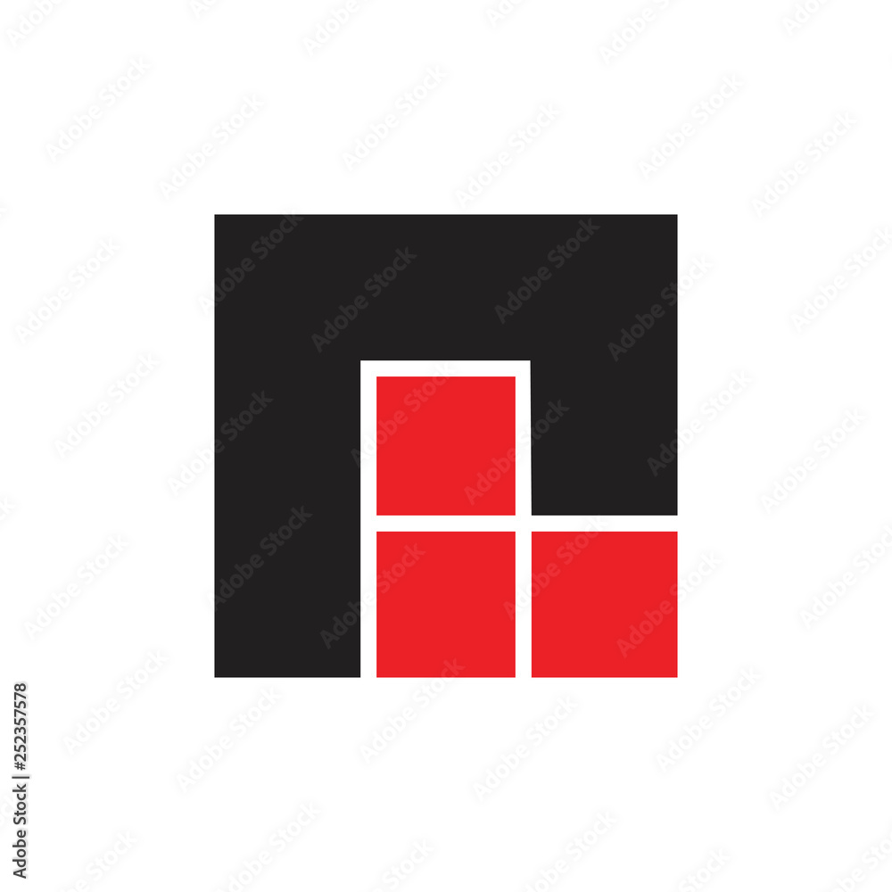 abstract letter r square simple colorful logo vector