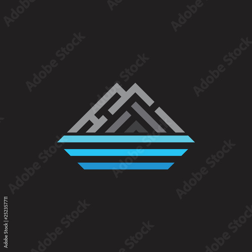 stripes geometric mountain sea gradient logo vector