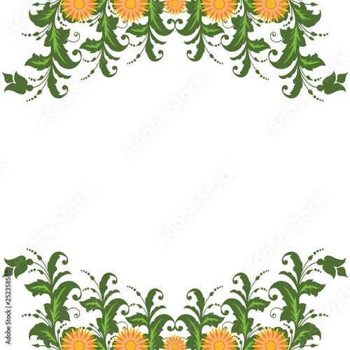 Vector illustration green leaf floral frames blooms hand drawn