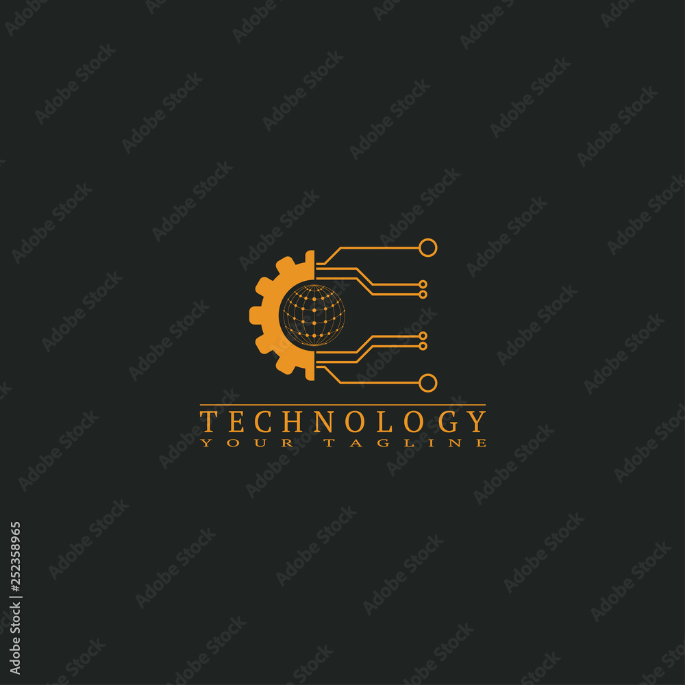 Electronic icon template, vector logo technology for business corporate ...