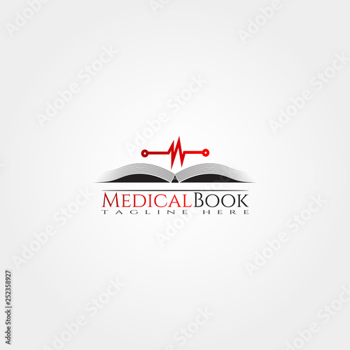 Medical book icon template, creative vector logo design, health studying, illustration element.