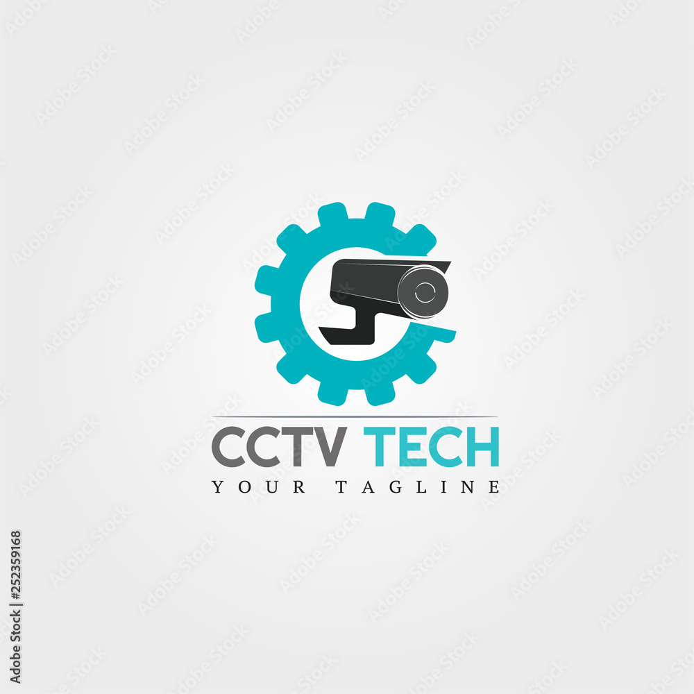 Cctv camera icon template, vector logo technology creative, illustration element
