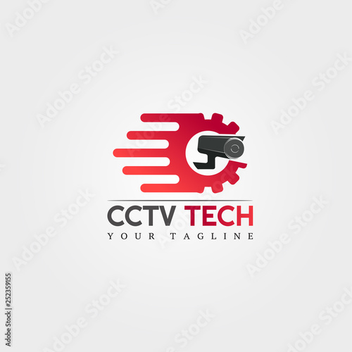 Cctv camera icon template, vector logo technology creative, illustration element