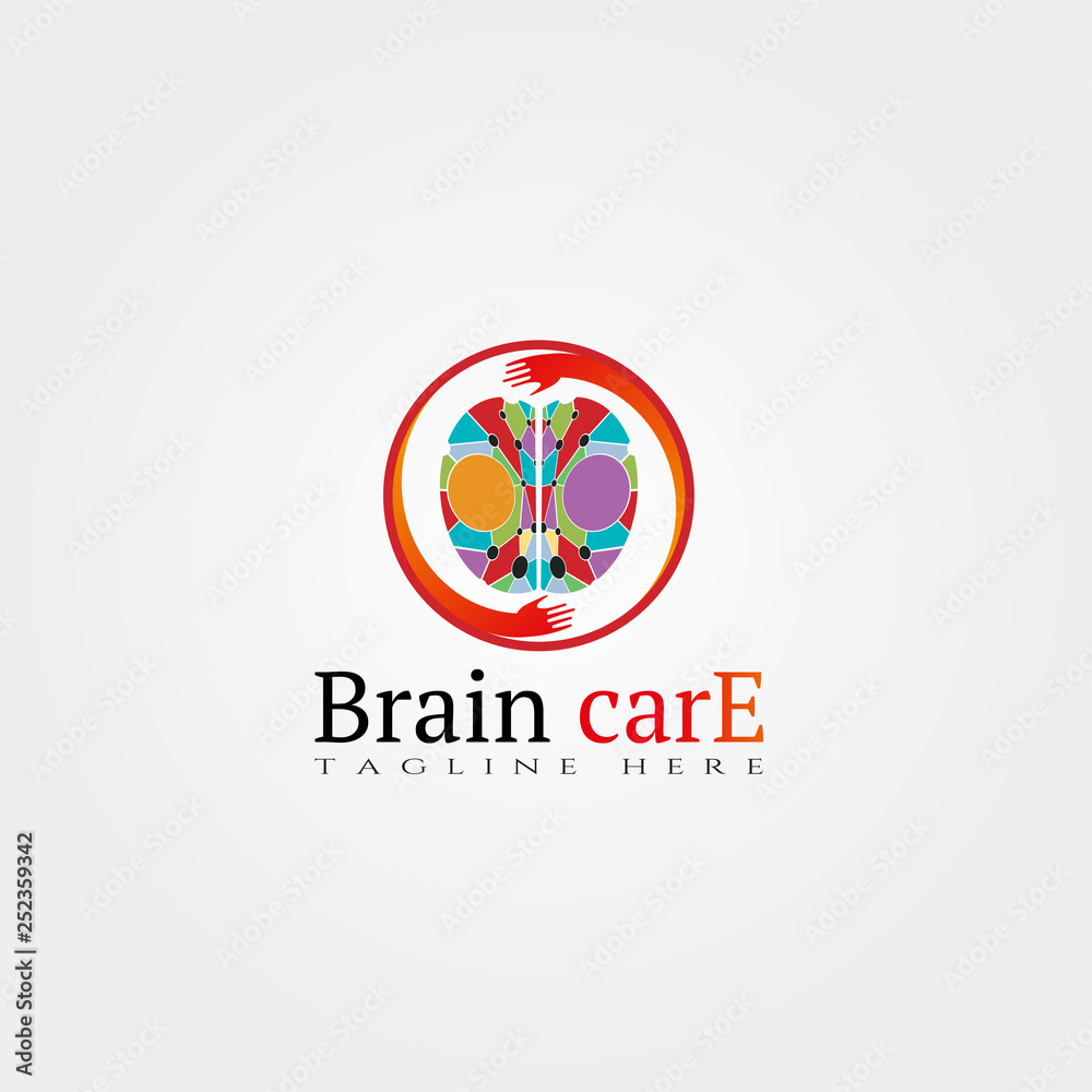 Brain care icon template, creative vector logo design, illustration element.