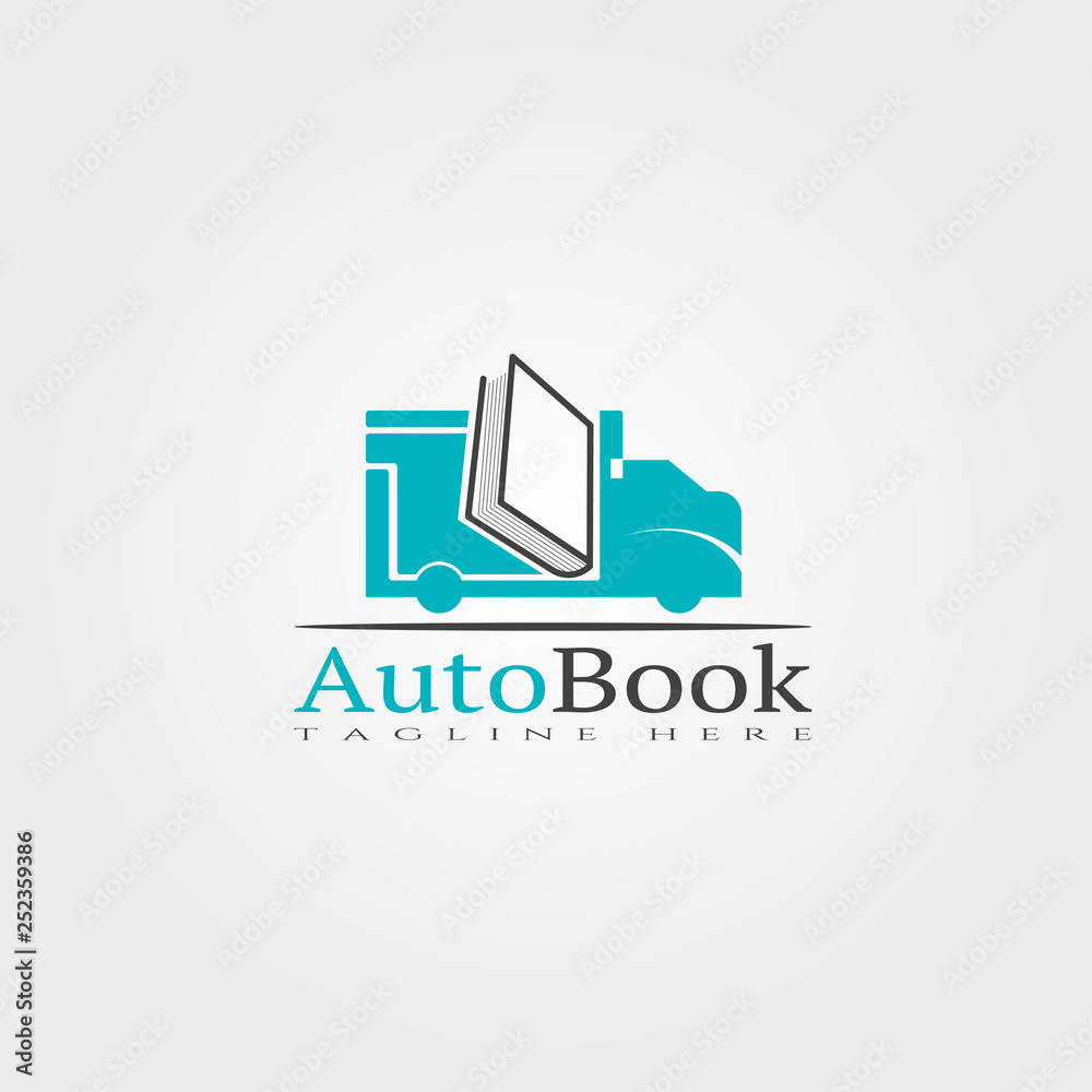 Automobile library icon template, creative vector logo design, studying, learning to read, illustration element.