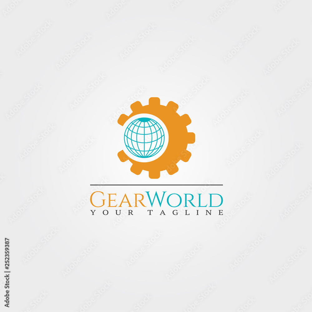 Fototapeta premium Tech world logo template,technology vector design for business corporate, gear logo,illustration element.