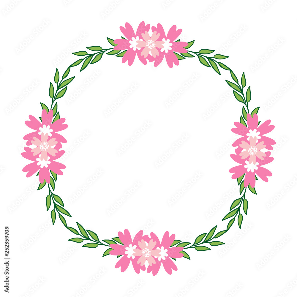 Vector illustration beauty pink flower frames hand drawn