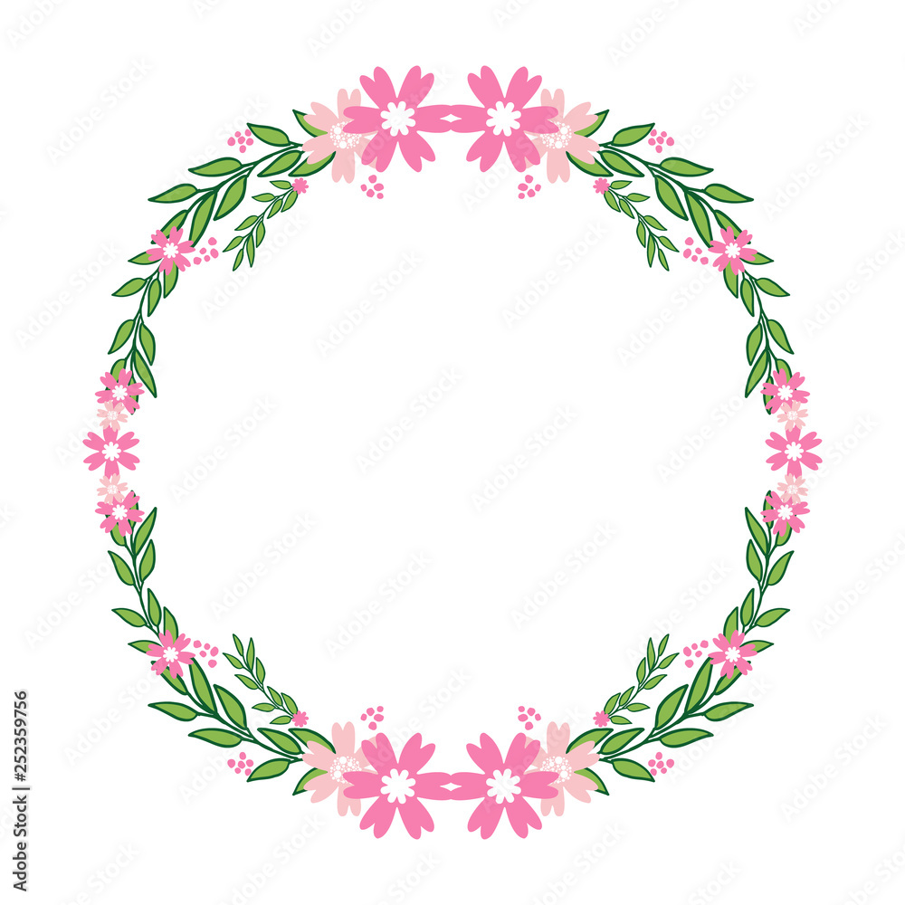Vector illustration very beautiful pink wreath frame art hand drawn Vector illustration very beautiful pink wreath frame art hand drawn