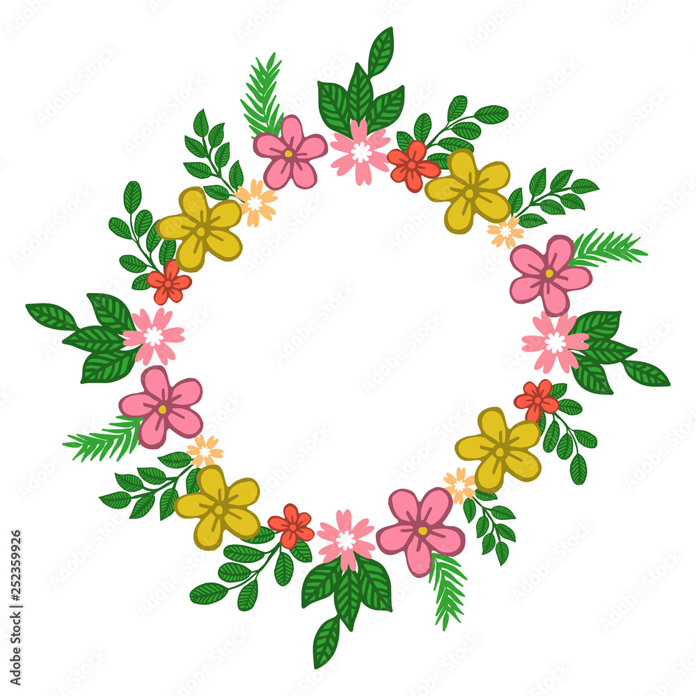 Vector illustration colorful floral frame for card hand drawn