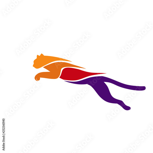 simple colorful tiger jump and run vector illustration