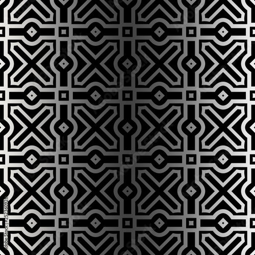 Vector Paper For Scrapbook. Stylish Fashion Geometric Design Background. Seamless. Black silver color