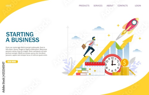 Starting a business vector website landing page design template