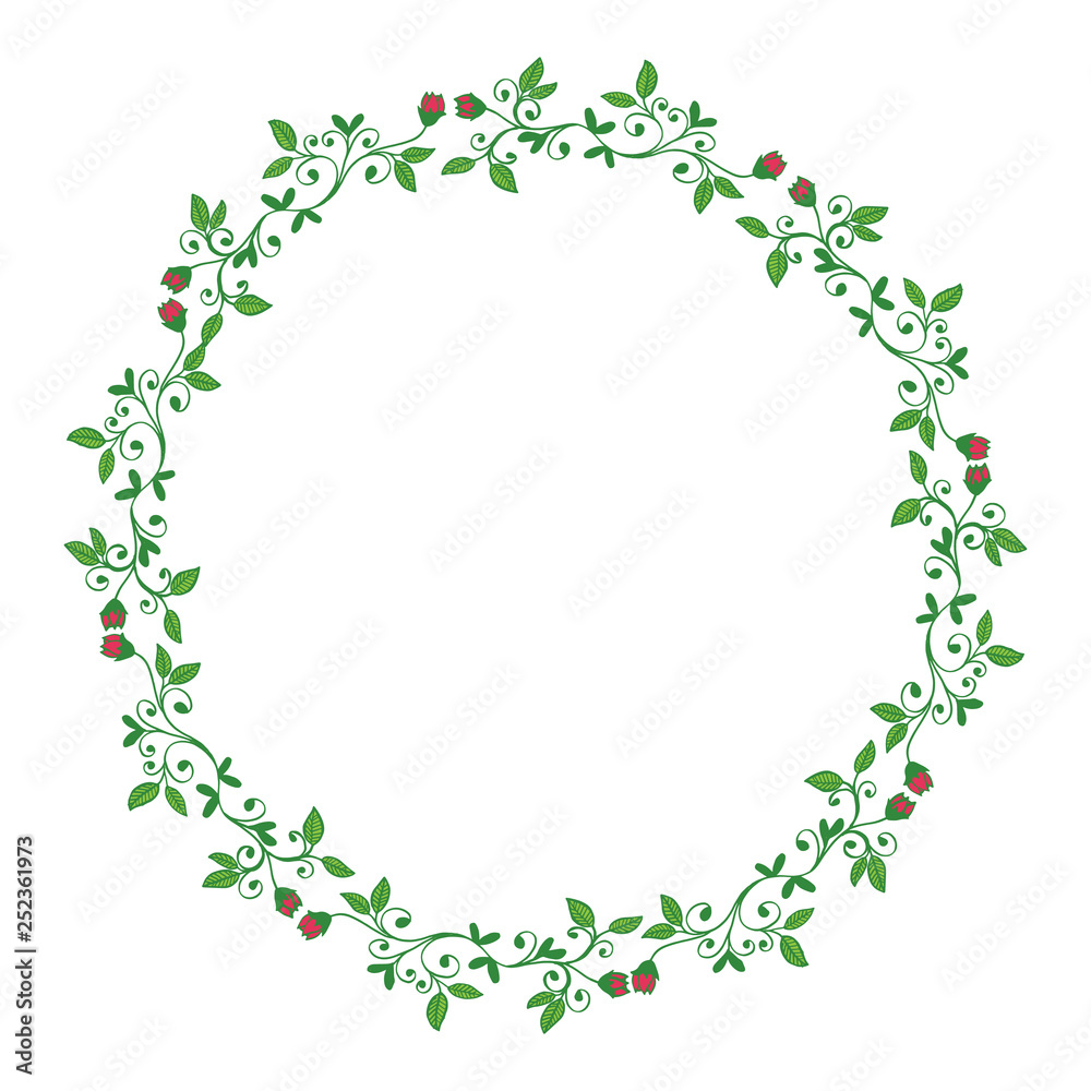 Vector illustration green leafy flower frames for invitation card hand drawn