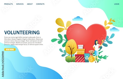 Volunteering vector website landing page design template