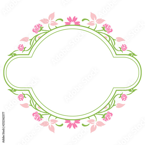 Vector illustration pink flower frames style with greeting card hand drawn