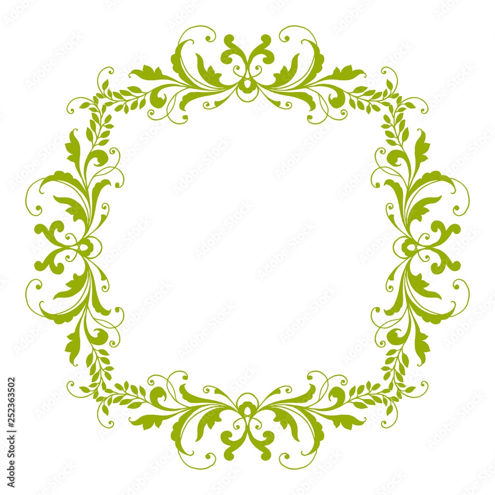 Vector illustration frame flower leaf green with white background hand drawn