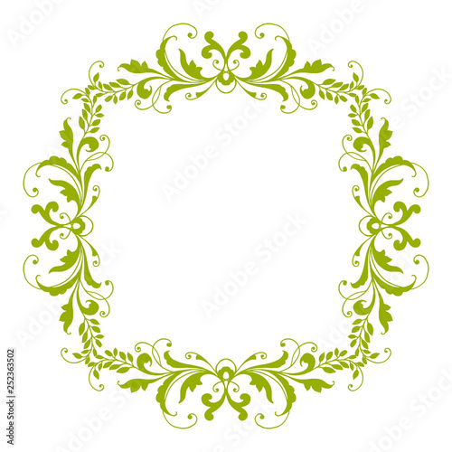 Vector illustration frame flower leaf green with white background hand drawn