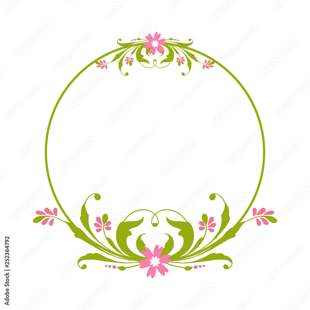 Vector illustration greeting card with design pink flower frame hand drawn