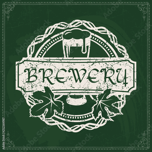 Beer brewery logo on green chalkboard background