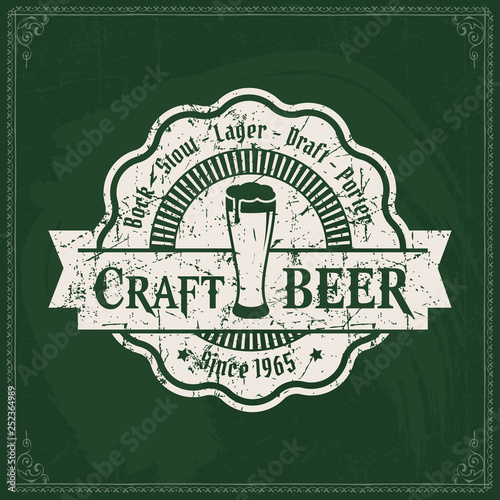Beer brewery logo on green chalkboard background