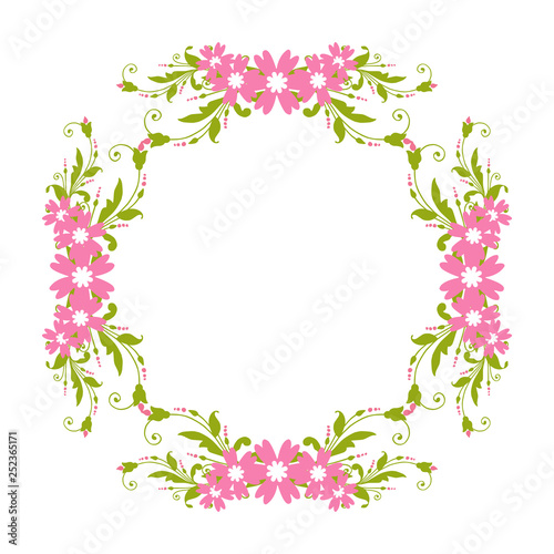 Vector illustration pink flower frame for card hand drawn
