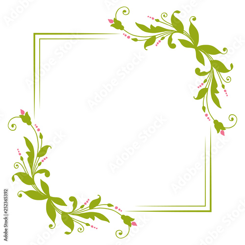 Vector illustration pink flower frame for card hand drawn