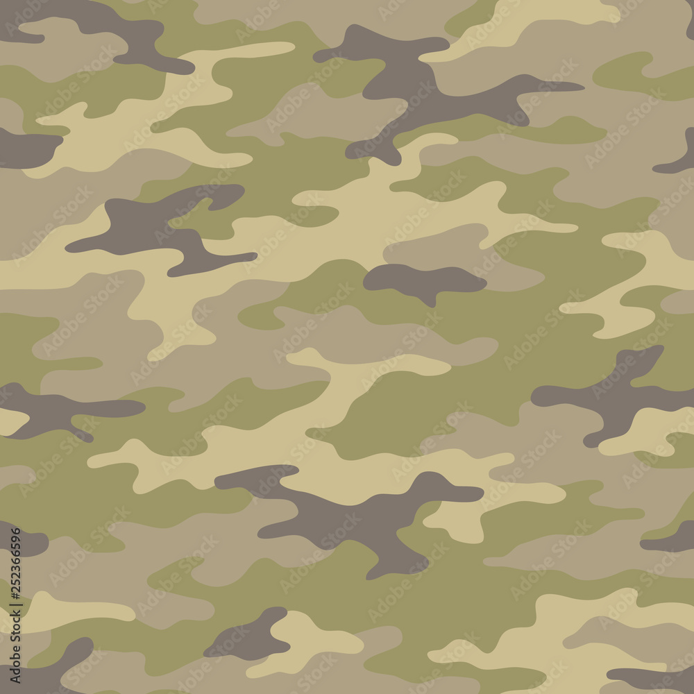 Fototapeta premium Seamless camouflage pattern. Khaki texture, vector illustration. Camo print background. Abstract military style backdrop