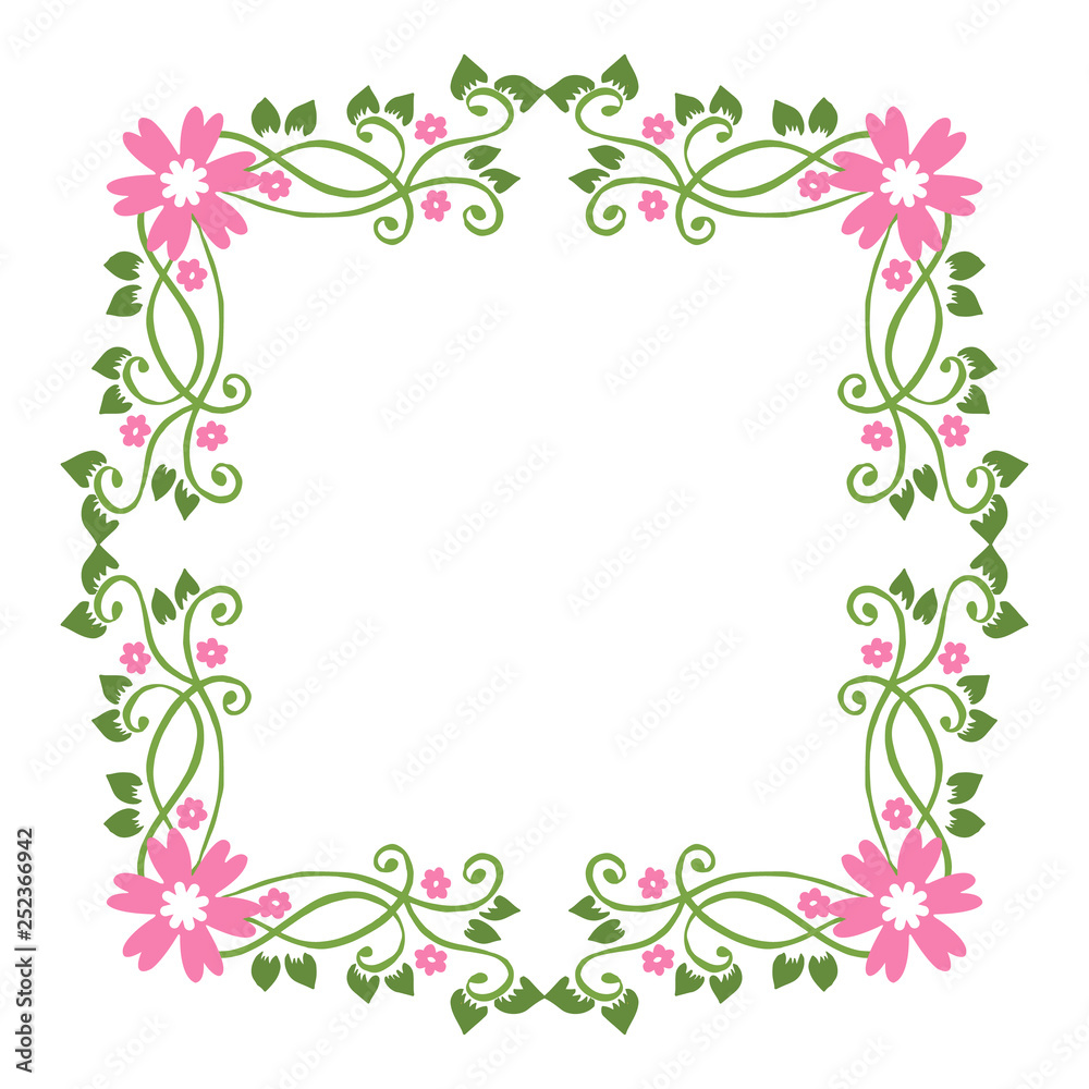 Vector illustration backdrop for shape pink flower frame hand drawn