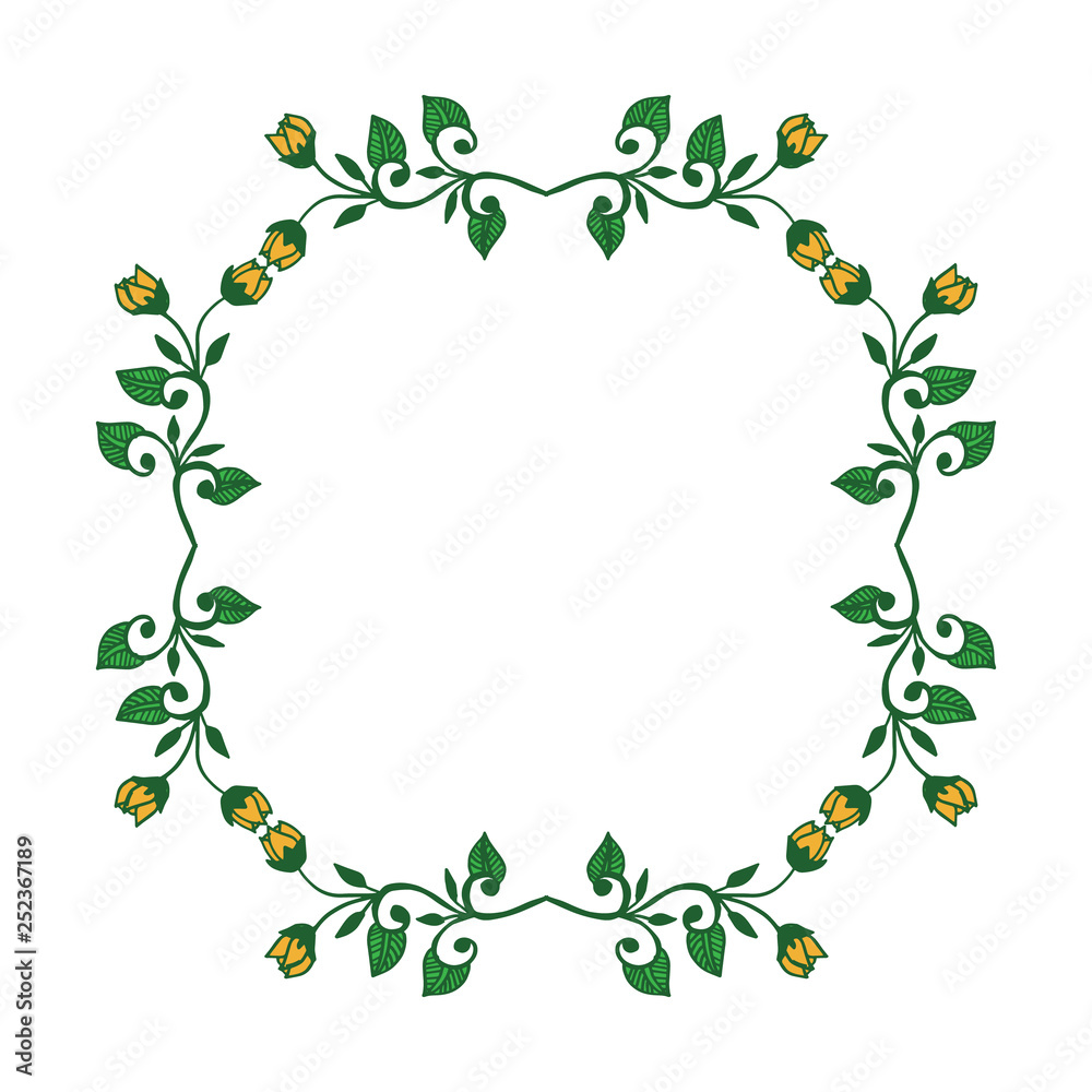 Vector illustration ornate frame floral with green leaf hand drawn
