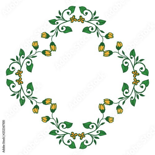 Vector illustration ornate frame floral with green leaf hand drawn