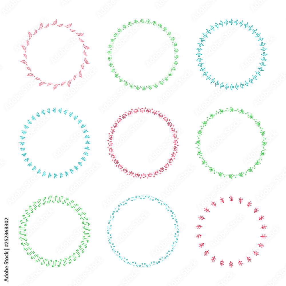 Holiday collection of vector graphic circle frames. Wreaths for Christmas design Holiday collection of vector graphic circle frames. Wreaths for Christmas design