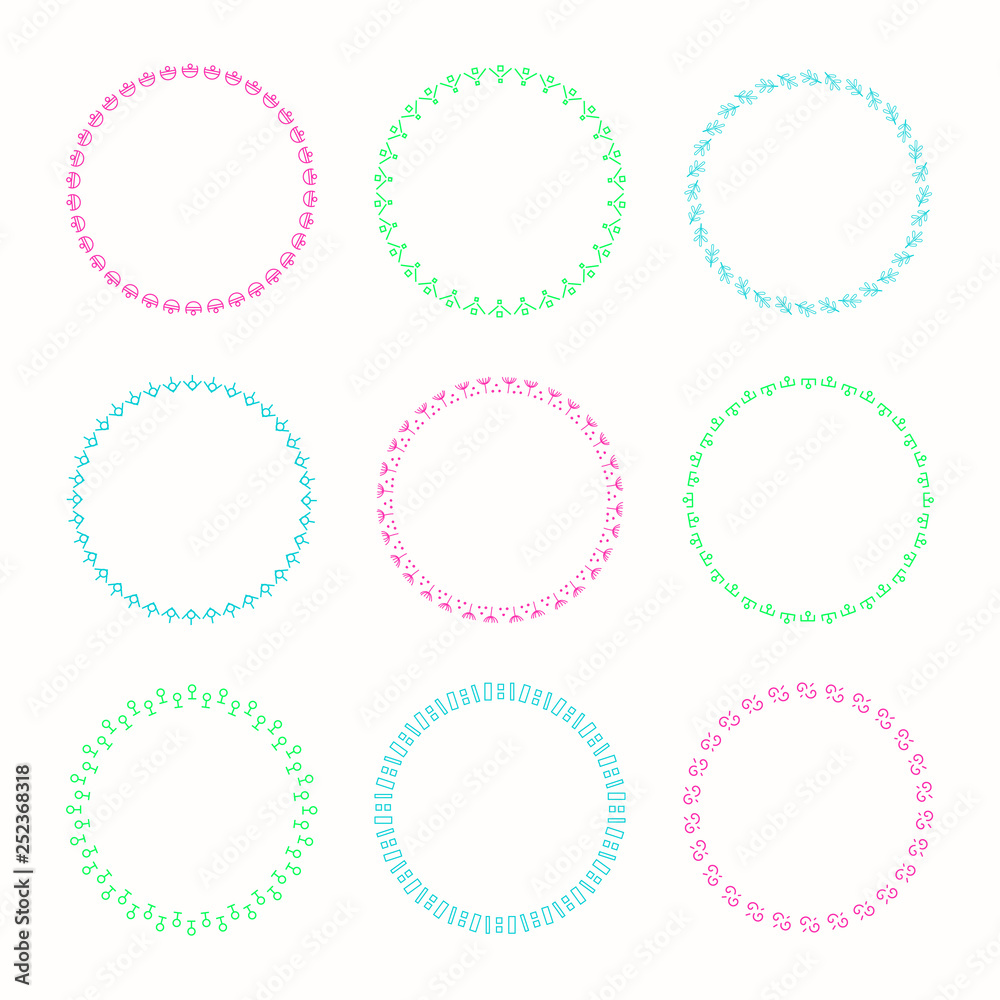 Holiday collection of vector graphic circle frames. Wreaths for Christmas design Holiday collection of vector graphic circle frames. Wreaths for Christmas design