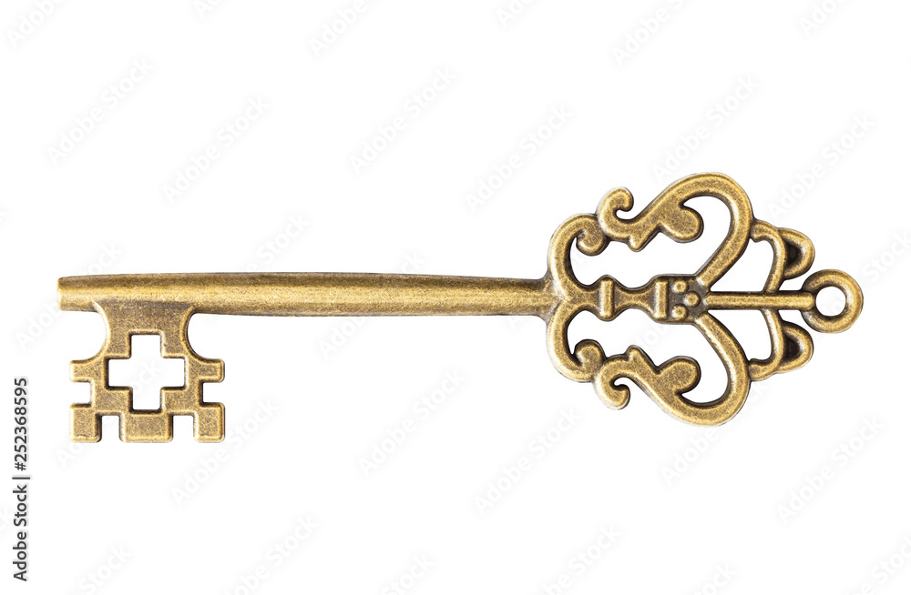 Old key isolated on white background with clipping path Old key isolated on white background with clipping path