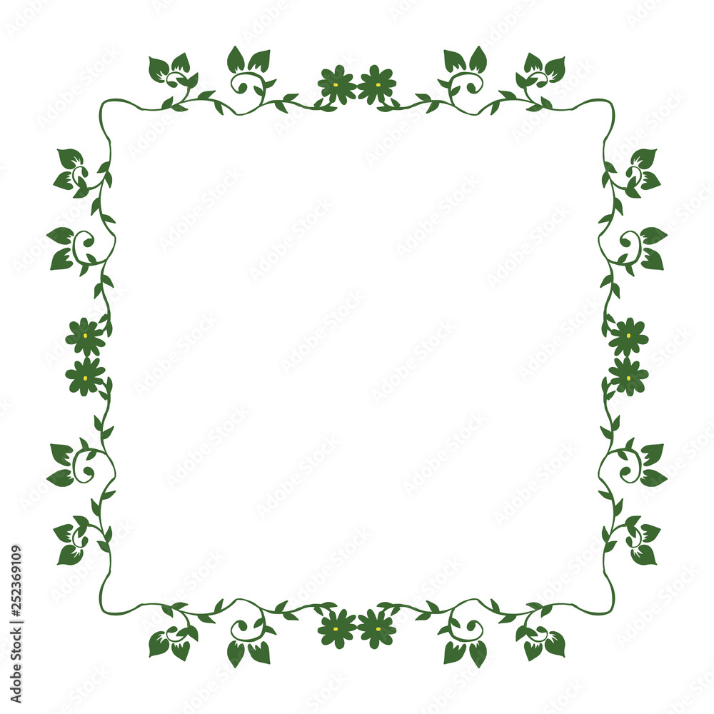 Vector illustration frame flower yellow with flower green leaf hand drawn Vector illustration frame flower yellow with flower green leaf hand drawn