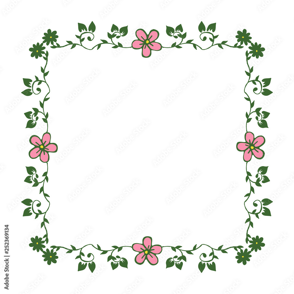 Vector illustration frame flower yellow with flower green leaf hand drawn Vector illustration frame flower yellow with flower green leaf hand drawn