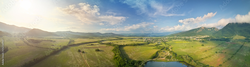 Panorama of scenic aerial view.