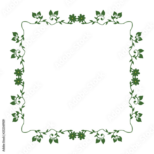 Vector illustration frame flower yellow with flower green leaf hand drawn © StockFloral