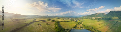 Panorama of scenic aerial view.