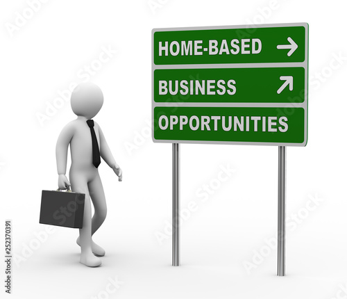 3d businessman home based business opportunities roadsign