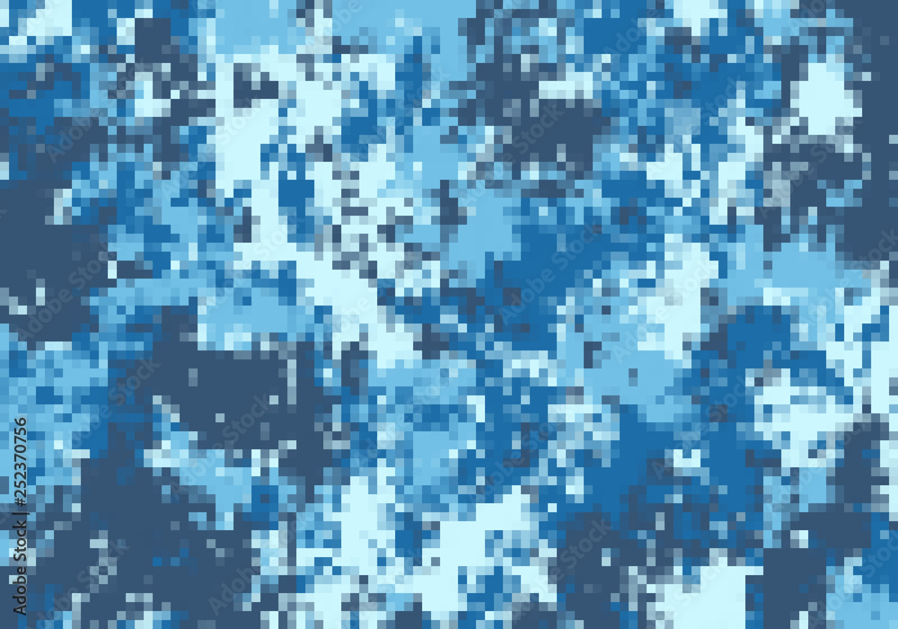 Fototapeta premium Digital pixel sea water camouflage pattern