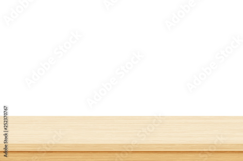 Empty wood table top on white background, Used for display or montage your products