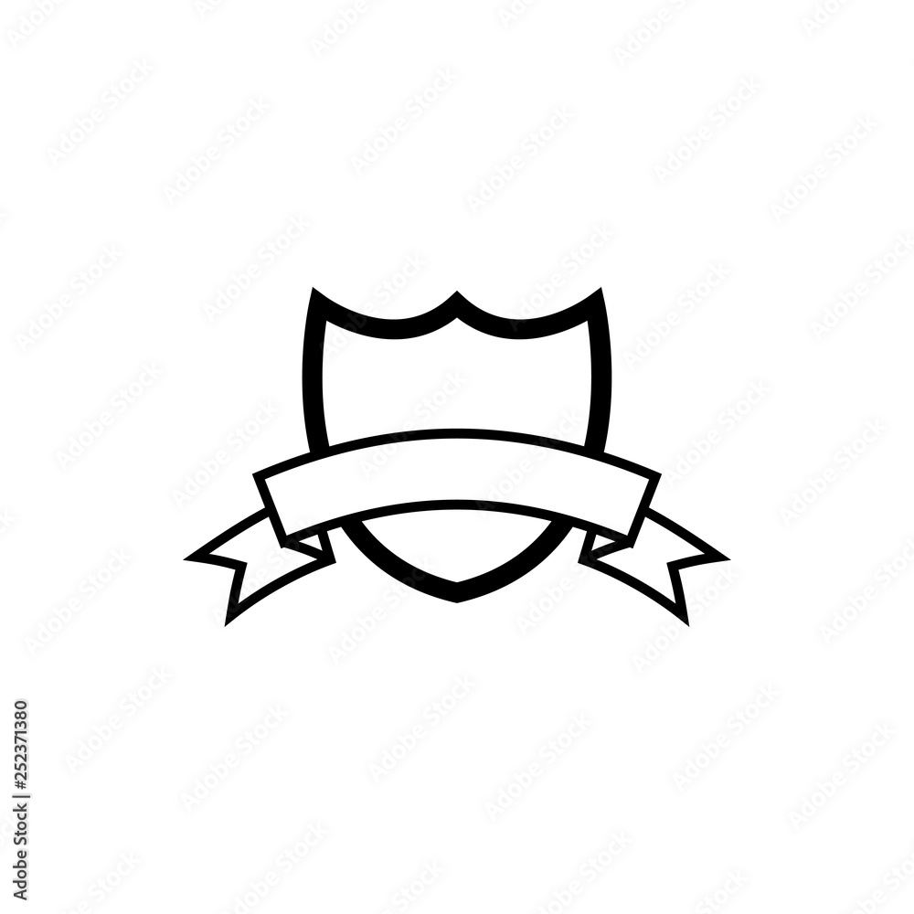 Crest shield with ribbon icon design template vector Crest shield with ribbon icon design template vector