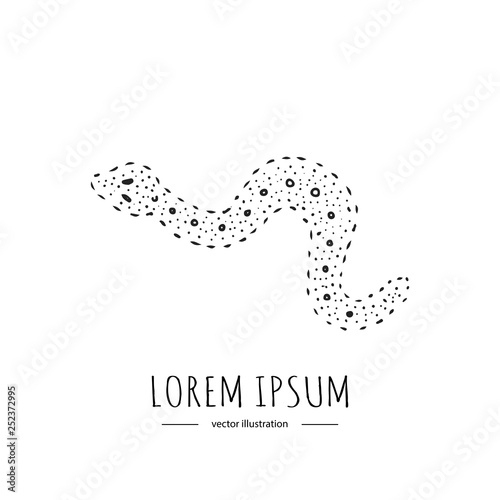 Hand drawn doodle Australian poisonous snake icon Vector illustration of Serpent isolated symbol on white background Cartoon element Venomous limbless reptile Aboriginal art style