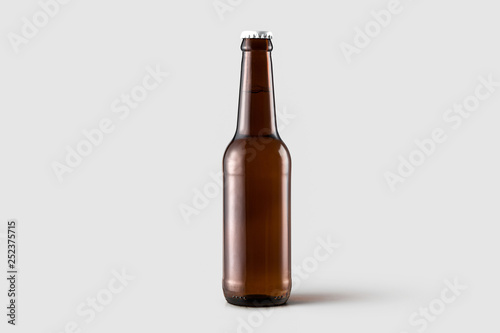 Bottle of beer Mock-up  isolated isolated on soft gray background.Can be used for your design and branding.