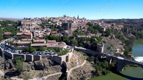 Aerial view in Toledo. Historical city of Spain.  4k Video