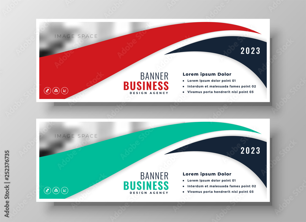 modern red and turquoise business banners set