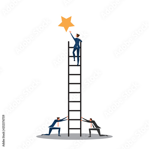 Billede på lærred business man stair for take stare to sucsess team work  concept