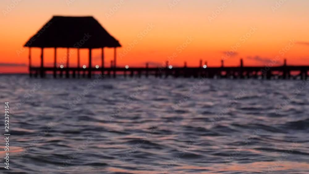 Mayan Riviera palm trees beach sunset at Holbox island in Caribbean sea of Mexico Mayan Riviera palm trees beach sunset at Holbox island in Caribbean sea of Mexico