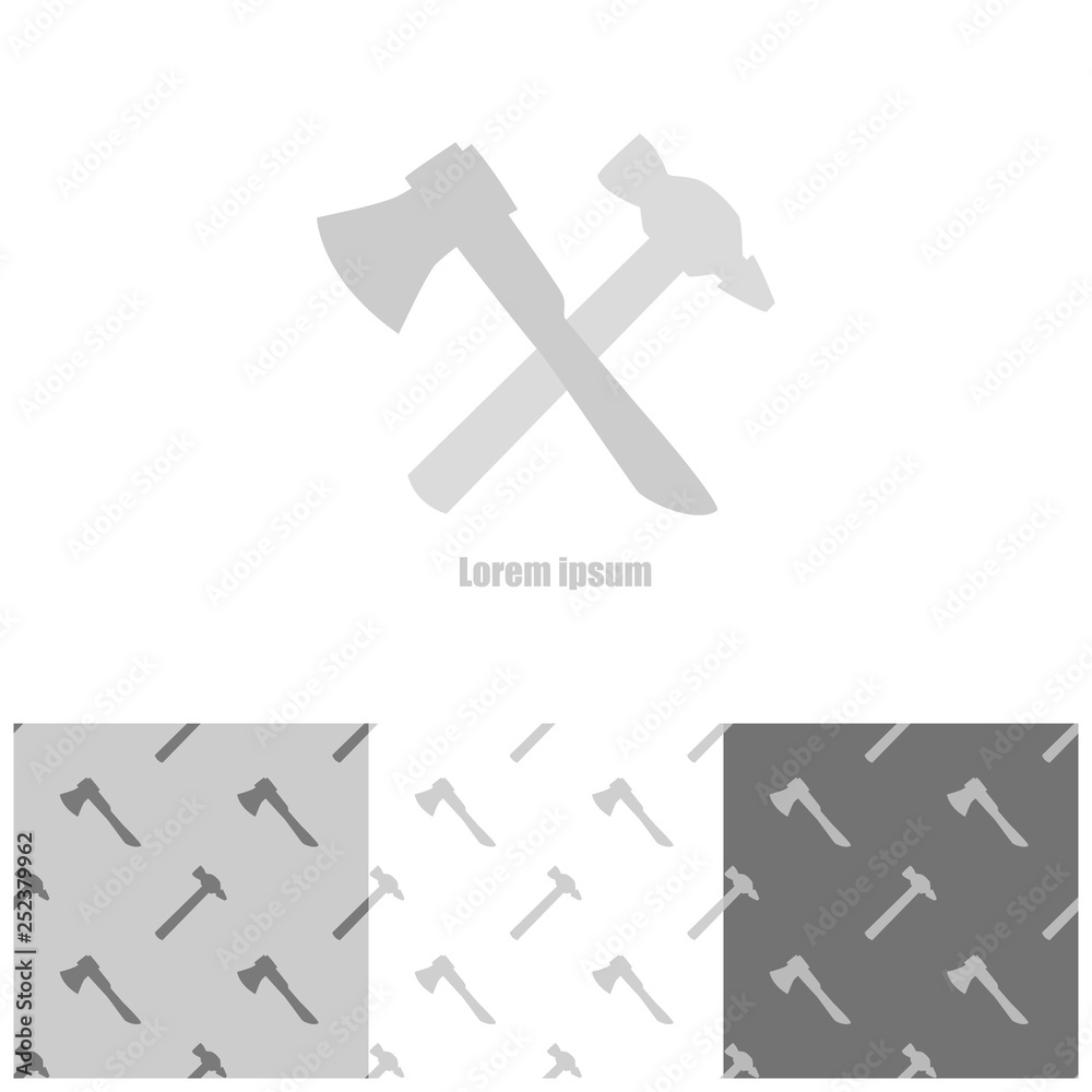 Collection of unique repair logo and three seamless patterns with tools. Branding identity for repair and construction organizations Collection of unique repair logo and three seamless patterns with tools. Branding identity for repair and construction organizations